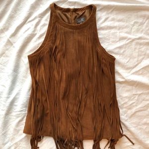 Fringe Suede Top (Real Leather)